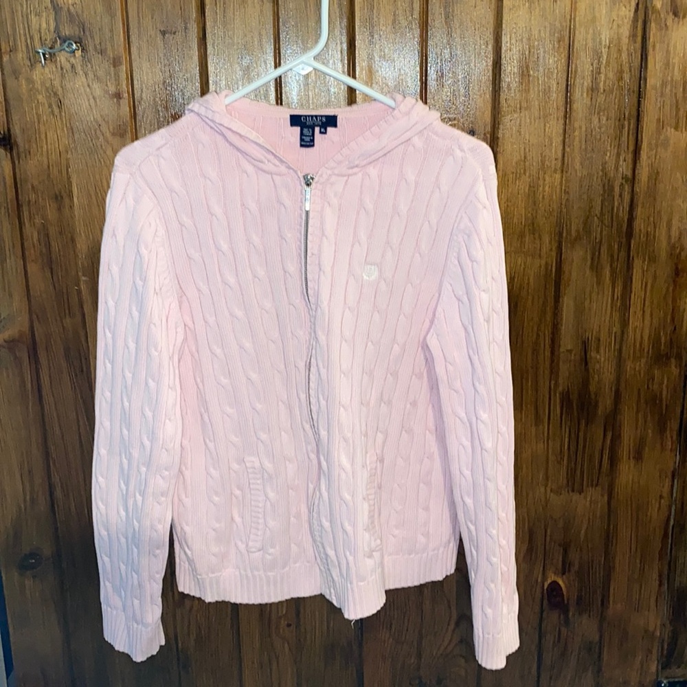 Chaps Hooded Cable Knit Full-zip Sweater